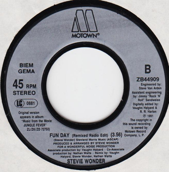 Stevie Wonder : Fun Day (7")
