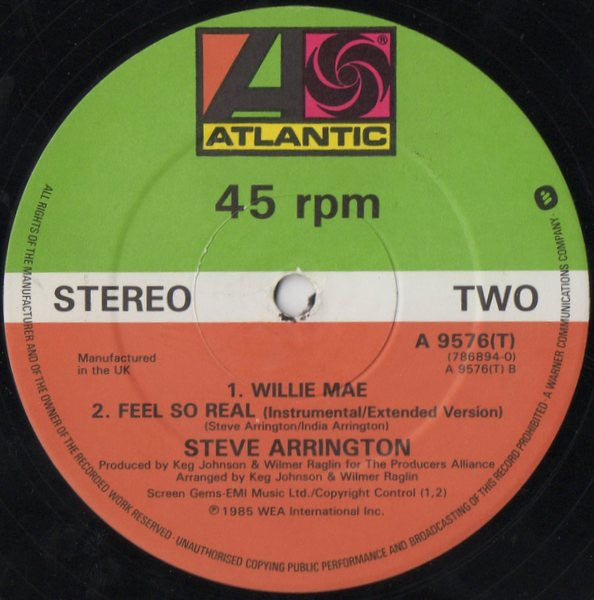Steve Arrington : Feel So Real (12", Single, Dam)