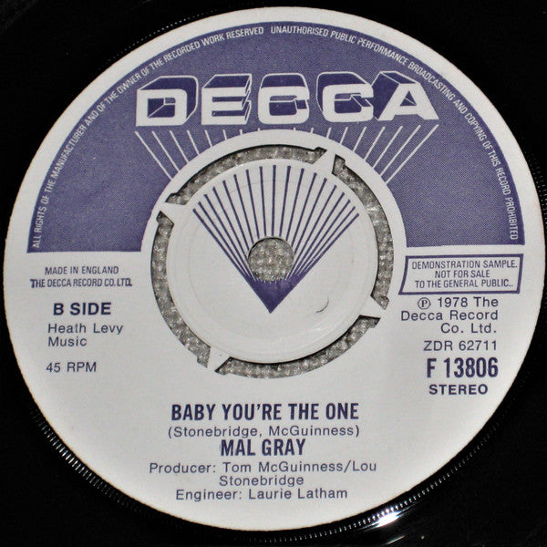 Mal Gray : Tonight (7", Promo)