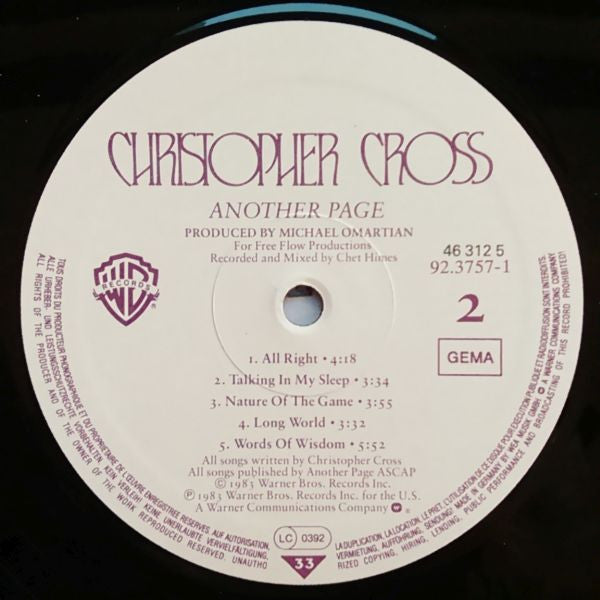 Christopher Cross : Another Page (LP, Album, Club)