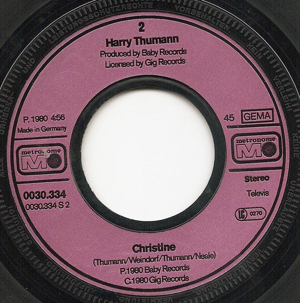 Harry Thumann : Underwater (7", Single)