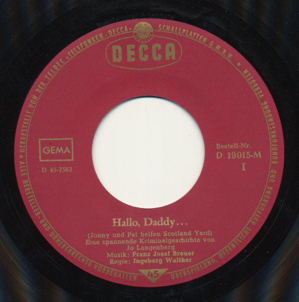 Jo Langenberg : Hallo Daddy... (Jonny Und Pat Helfen Scotland Yard) (7")