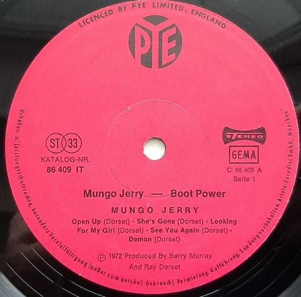 Mungo Jerry : Boot Power (LP, Album, Gat)