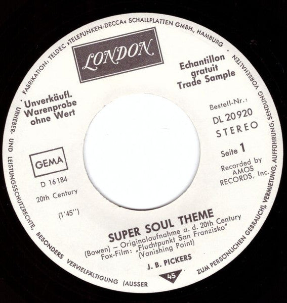 J.B. Pickers / Kim & Dave : Super Soul Theme / Nobody Knows (7", Single, Promo)