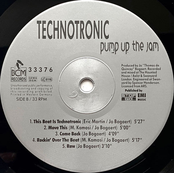 Technotronic : Pump Up The Jam (LP, Album, RE)
