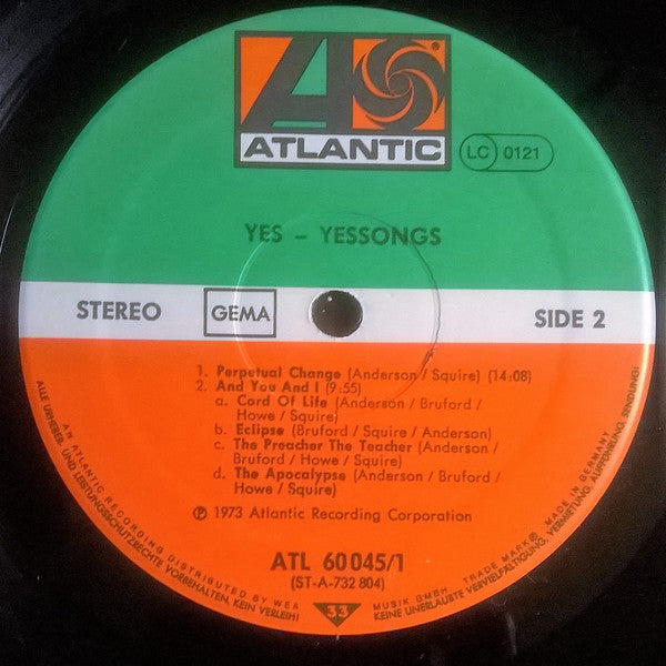 Yes : Yessongs (3xLP, Album, RP, 3-P)