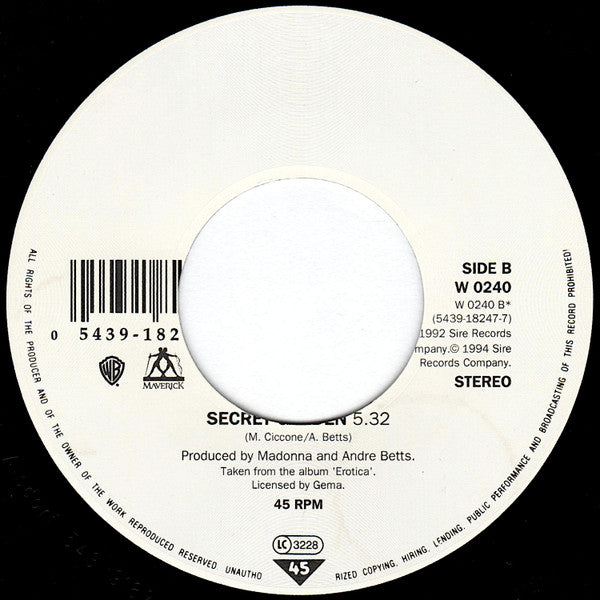 Madonna : I'll Remember (Theme From With Honors) (7", Single, Lar)