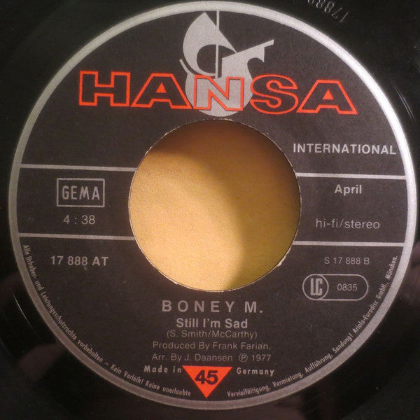Boney M. : Ma Baker / Still I'm Sad (7", Single)