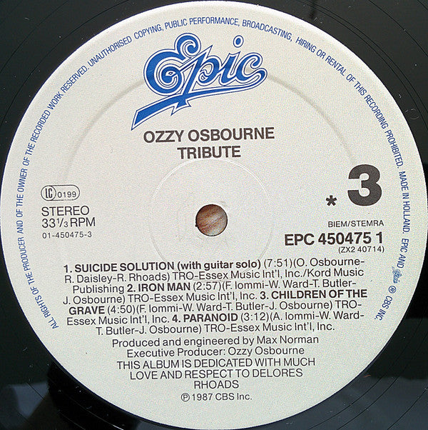 Ozzy Osbourne : Randy Rhoads Tribute (2xLP, Album)