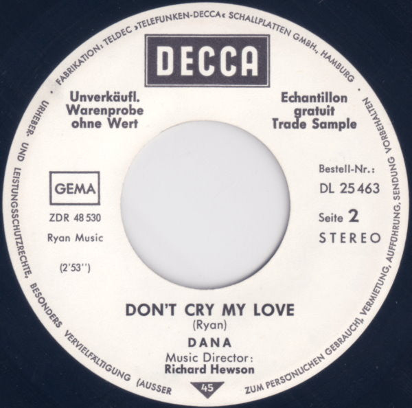 Dana (9) : Today (7", Single, Promo)