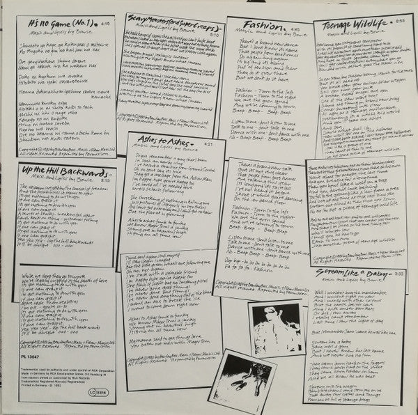 David Bowie : Scary Monsters (LP, Album, Ora)