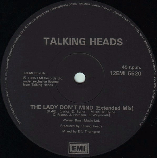 Talking Heads : The Lady Don't Mind (12", Single)