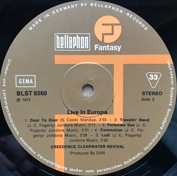 Creedence Clearwater Revival : Live In Europe (2xLP, Album)