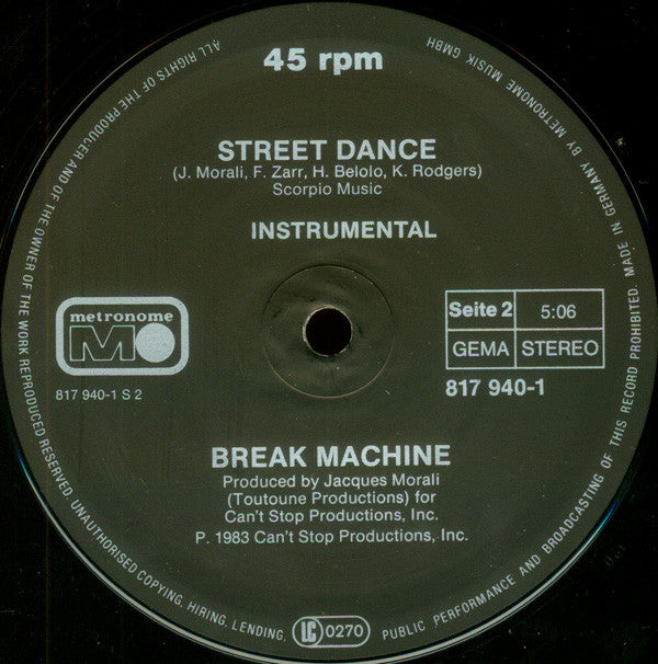 Break Machine : Street Dance (12", Maxi)