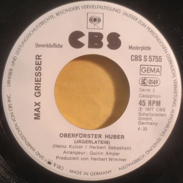 Max Griesser : Da Wolpertinger (7", Single, Promo)