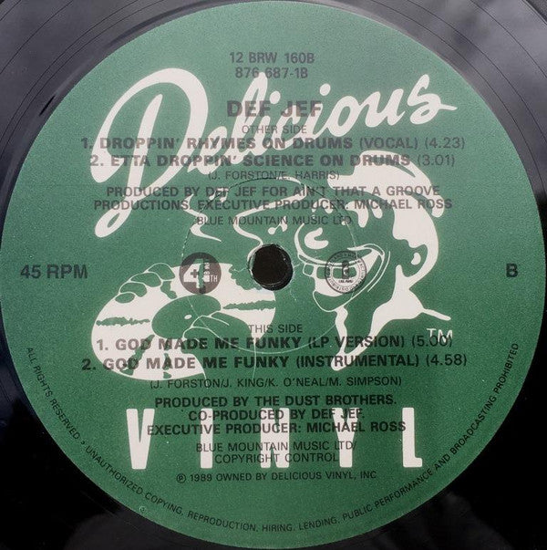 Def Jef : Droppin' Rhymes On Drums (12", Single)