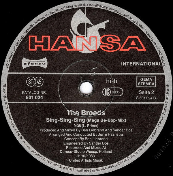 The Broads : Sing - Sing - Sing (12", Maxi)