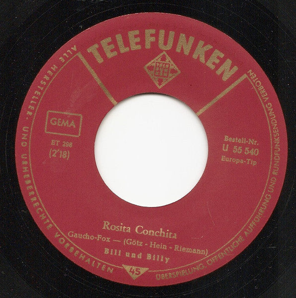 Bill Und Billy : Mississippi Melodie / Rosita Conchita (7", Single)
