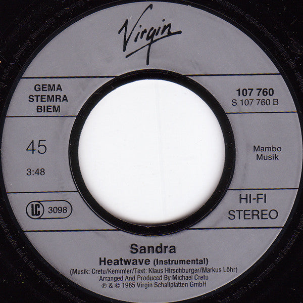 Sandra : In The Heat Of The Night (7", Single)