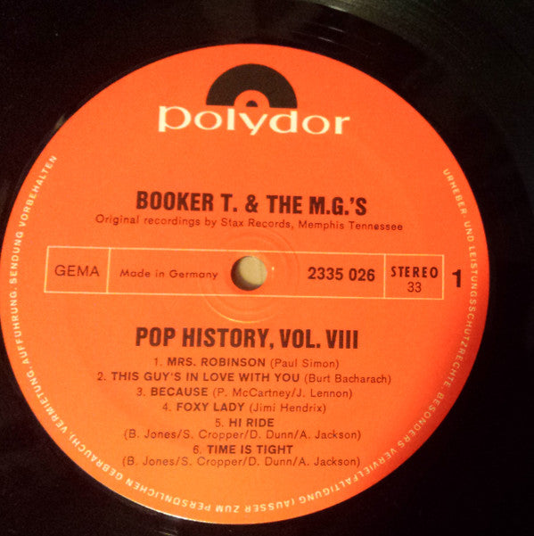 Booker T & The MG's : Pop History Vol. 8 (2xLP, Comp, Gat)