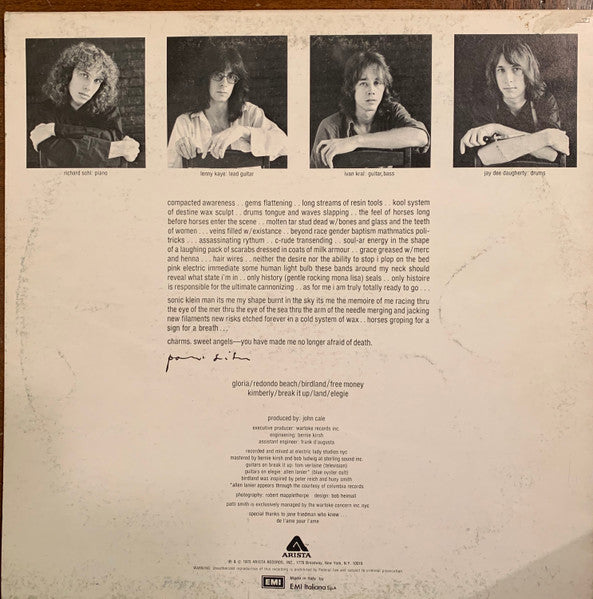 Patti Smith : Horses (LP, Album, RE)