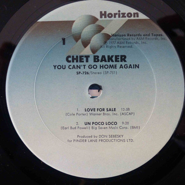 Chet Baker : You Can't Go Home Again (LP, Album, RE, Gat)
