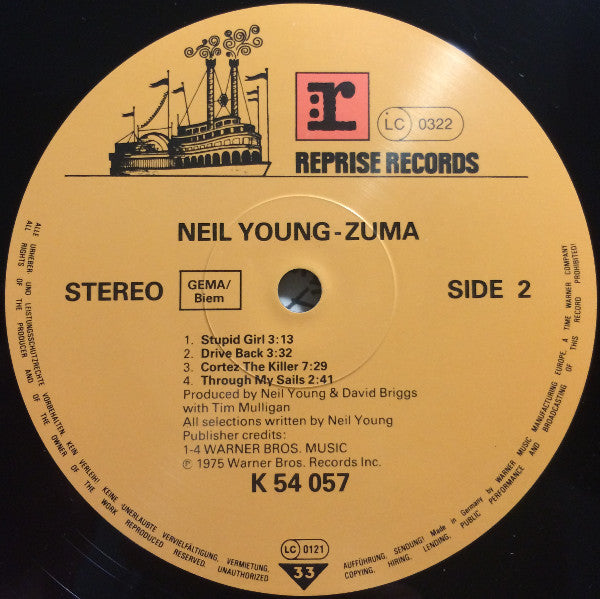 Neil Young With Crazy Horse : Zuma (LP, Album, RE)
