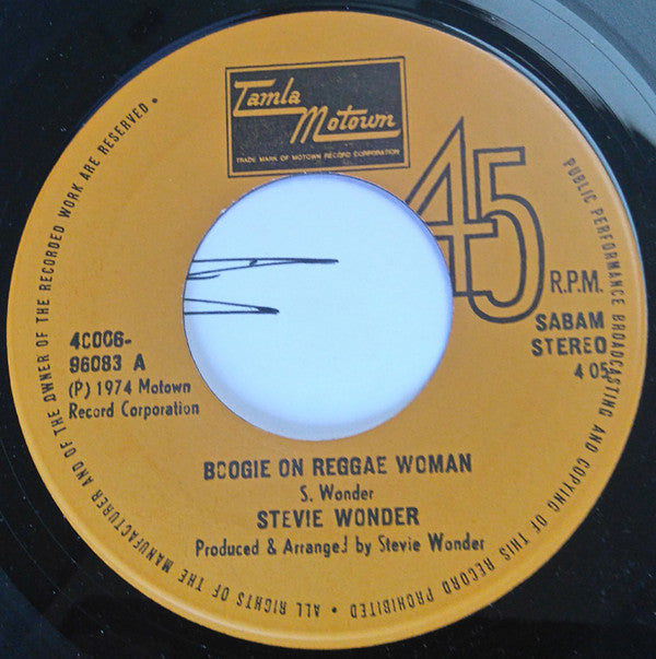 Stevie Wonder : Boogie On Reggae Woman (7", Single)