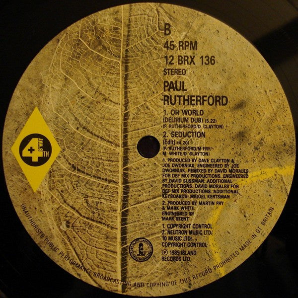 Paul Rutherford : Oh World (Remix) (12", Single)
