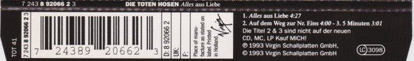 Die Toten Hosen : Alles Aus Liebe (CD, Maxi)
