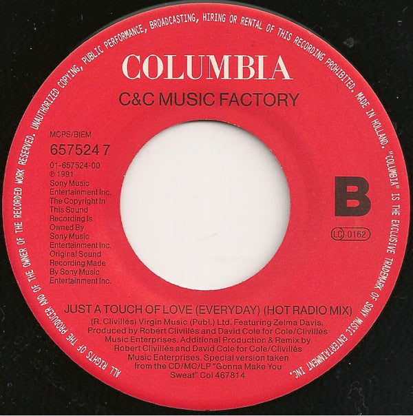 C&C Music Factory* : Just A Touch Of Love (Everyday) (7", Single)