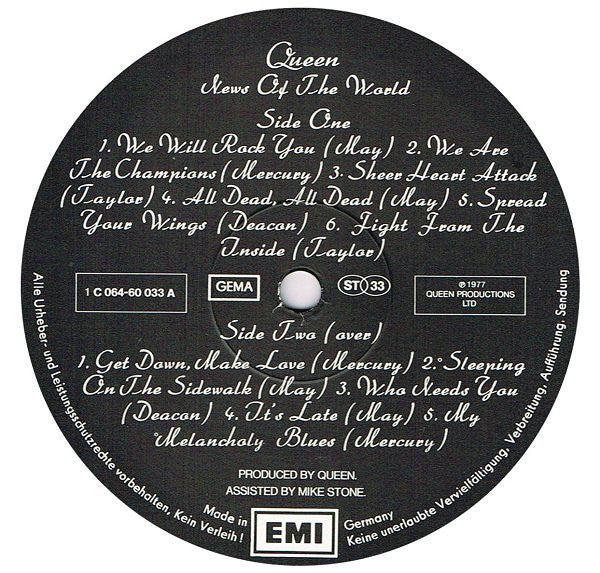 Queen : News Of The World (LP, Album, Gat)