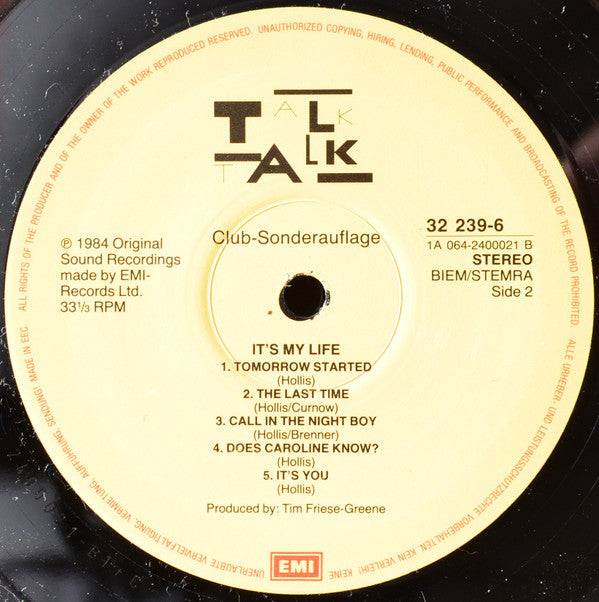 Talk Talk : It's My Life (LP, Album, Club)