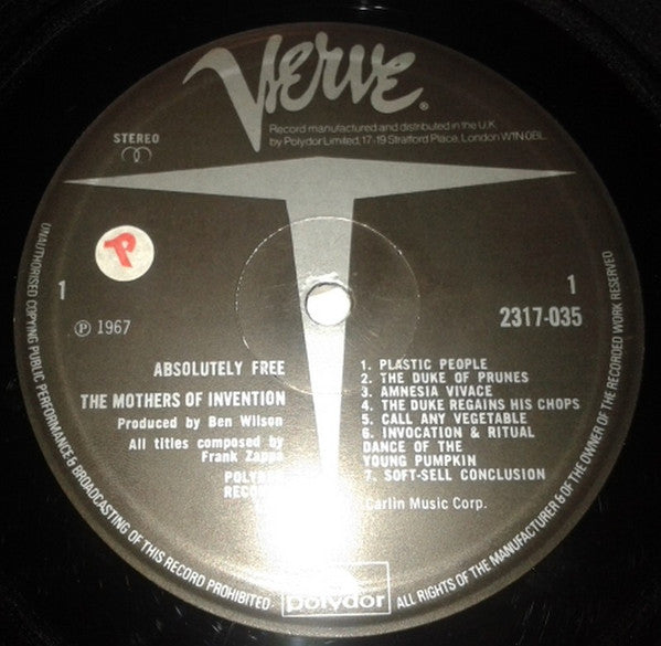 The Mothers Of Invention* : Absolutely Free (LP, Album, RP, Gat)