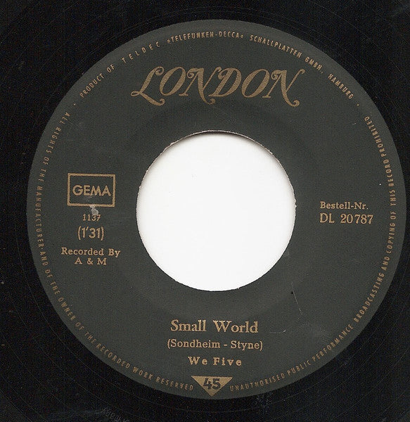 We Five : You Were On My Mind / Small World (7", Single)