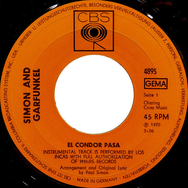 Simon And Garfunkel* : El Condor Pasa (7", Single)