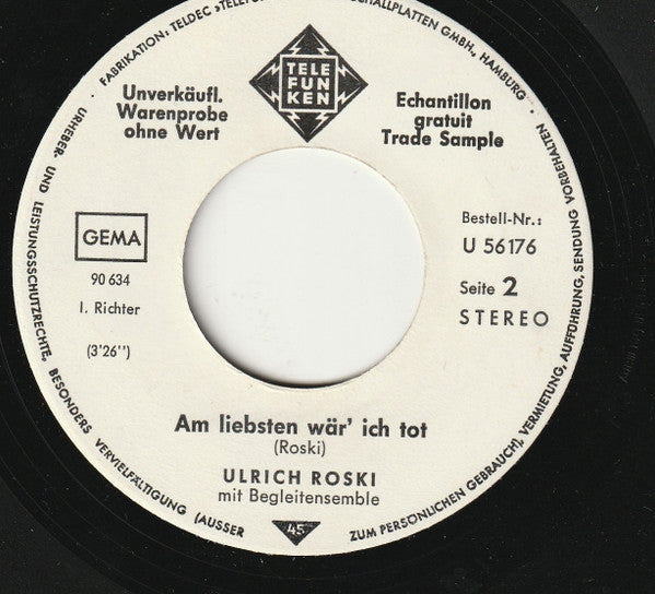 Ulrich Roski : Der Eimer / Am Liebsten Wär' Ich Tot (7", Single, Promo)