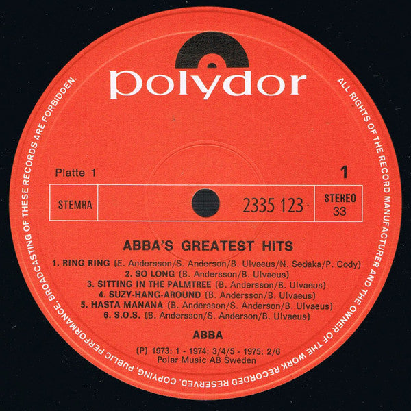 ABBA : The Very Best Of ABBA (ABBA's Greatest Hits) (2xLP, Comp)