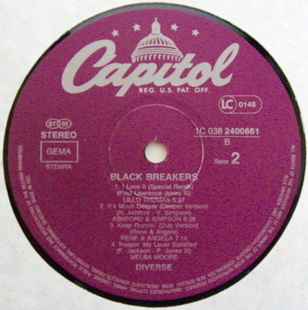 Various : Black Breakers (Maxi Versions) (LP, Comp)