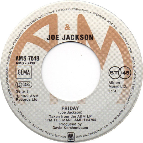 Joe Jackson : It's Different For Girls (7", Single)