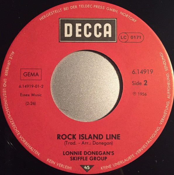 Whistling Jack Smith / Lonnie Donegan's Skiffle Group : I Was Kaiser Bill's Batman / Rock Island Line (7", Single)