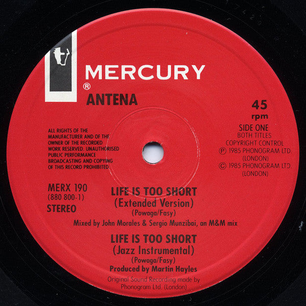 Antena : Life Is Too Short (Extended Version) (12")