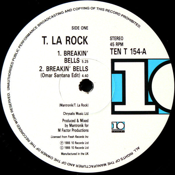 T. La Rock* : Breakin' Bells / Bass Machine (12")