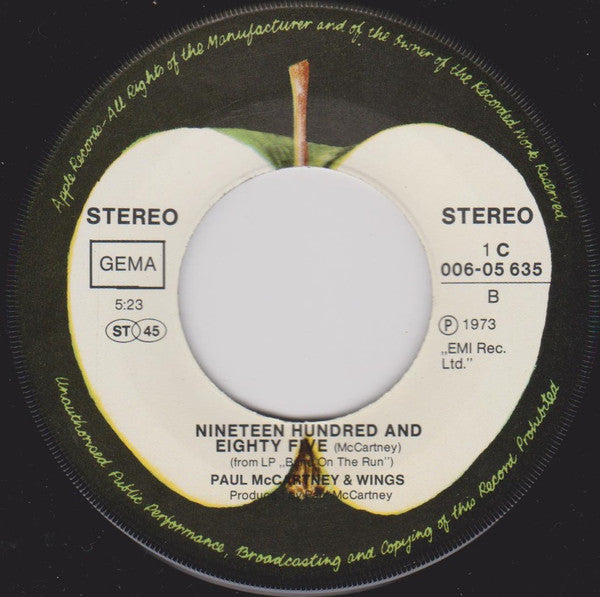 Paul McCartney & Wings* : Band On The Run (7", Single)