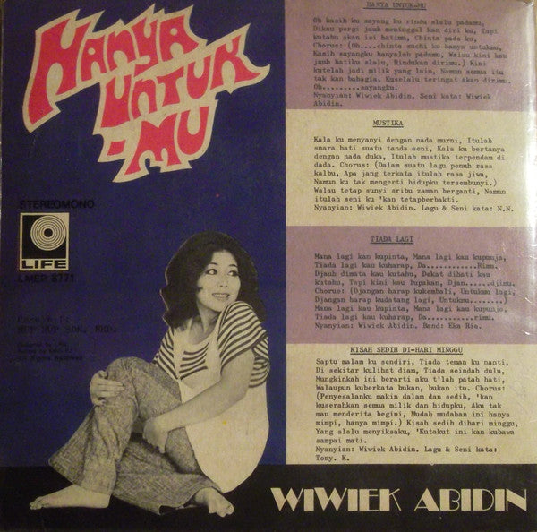 Wiwiek Abidin Dengan Band Eka Ria : Hanya Untuk-Mu (7", EP)