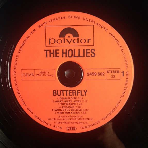 The Hollies : Butterfly (LP, Album, RE)