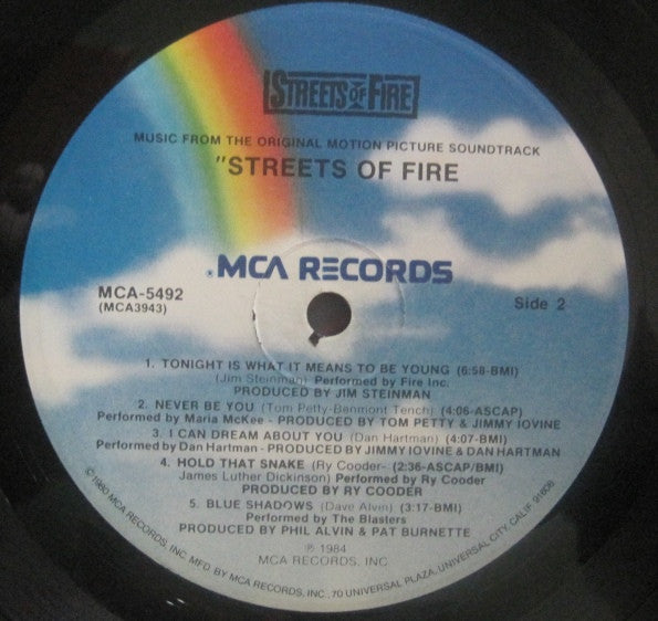 Various : Streets Of Fire - Music From The Original Motion Picture Soundtrack (LP, Comp)
