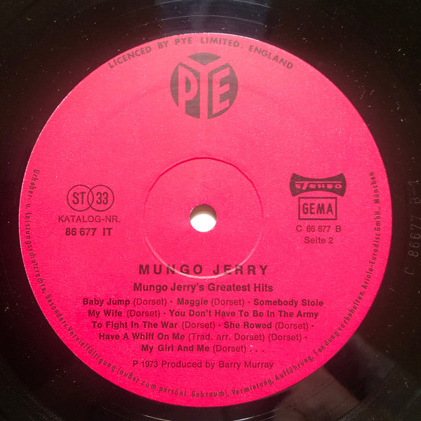 Mungo Jerry : Mungo Jerry's Greatest Hits (LP, Comp)