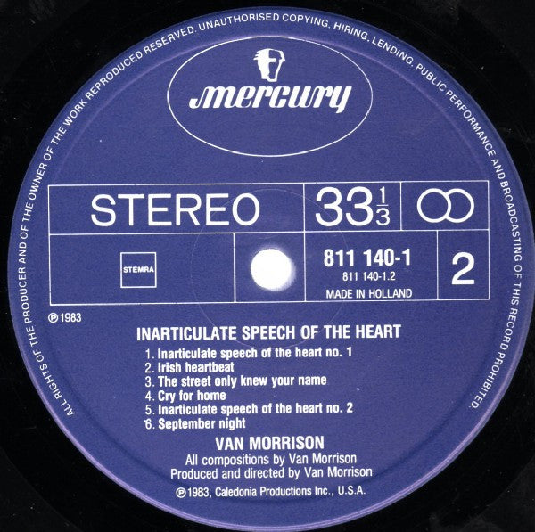 Van Morrison : Inarticulate Speech Of The Heart (LP, Album)