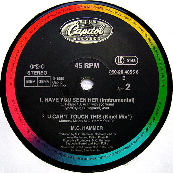 MC Hammer : Have You Seen Her (12", Maxi)